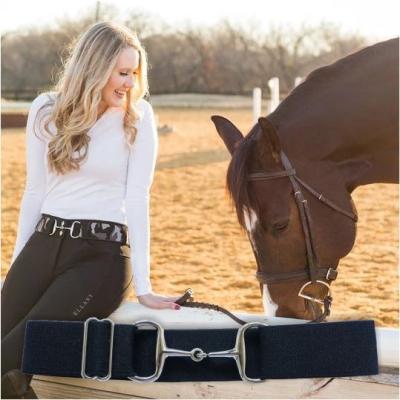 China Fiber Rubber Fashion Elastic Fabric +Polyester Webbing Horse Bit Surcingle Equestrian Buckle Belt For Riding for sale