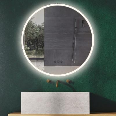 China Bright Modern Home Decor Round Acrylic Bathroom Smart Touch Led Light Mirror for sale