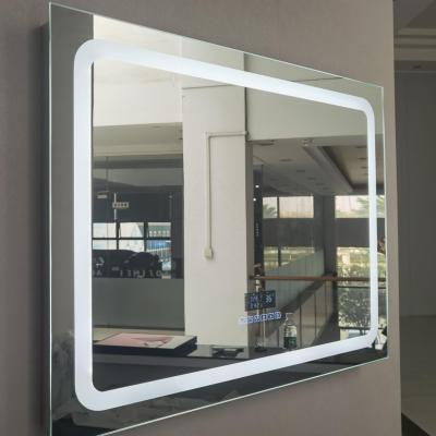 China Bathroom Smart Illuminated Frameless Mirror Illuminated Led Mirror With Electronic Function for sale