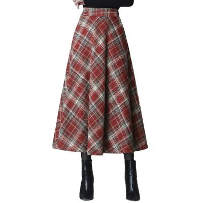 China Breathable New Arrival Autumn And Winter A Line High Quality Plaid Woolen Skirt for sale