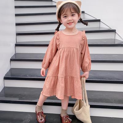 China OEM Washable Multi Colors Loose Waist Ruffle Decoration Cotton And Soft Baby Gimlet Canvas Dress for sale