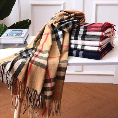 China Friendly Material Luxury Designer Scarf Women Winter Wool Classics Plaid Tassel Scarves Fashion Ladies Shawl Outdoor Warm Scarf For Men for sale