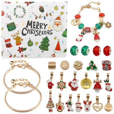 China High Quallity Creative GT 24 Countdown Calendar Advent Surprise Blind Box Set DIY Crystal Beads Charm Children Bracelets Set Christmas Gift for sale