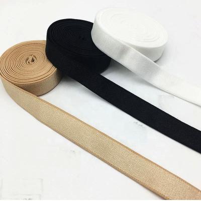 China Factory Wholesale Elastic Web Bands 12mm White Polyester Women Underwear Bra Satin Strap Rubber Elastic Band For Bra for sale