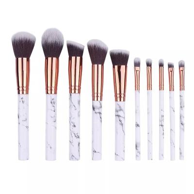 China Angular Blush Hot Popular Marble Makeup Brushes 10 PCS Beauty Brushes Cosmetics Kit Foundation Powder Blush Contour Makeup for sale