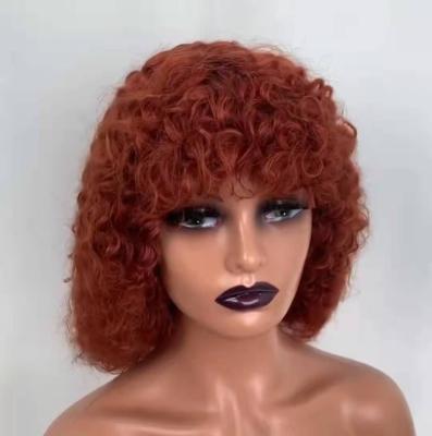 China Machine Made Silky Straight Virgin Blow Wave Wig Brown Hair Jerry Curly Wig for sale