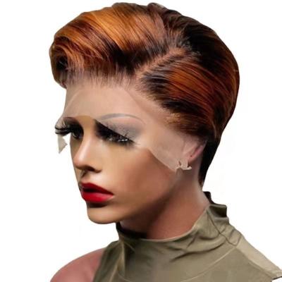 China Straight Transparent 1B/30 Lace Hair Wigs 13*4 Pixie Cut Hair Wig for sale