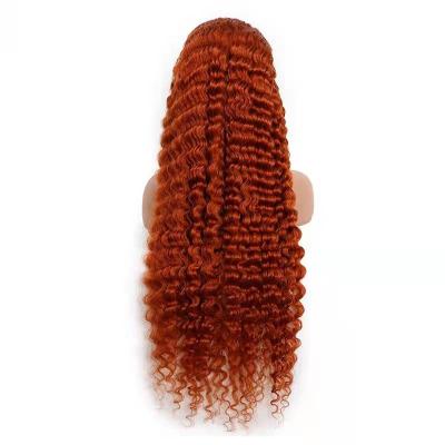 China Jerry Curl #350 Color Wig Raw Ginger Hair 13*4 Curly Lace Front Wig for sale