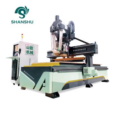 China Hotels ATC CNC Router with Straight Row Automatic Tool Change is used for woodworking furniture processing and production for sale