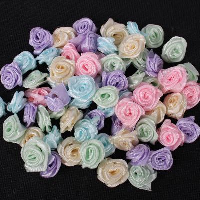 China 100pcs/Bag Random Mixed Spot Colors Satin Flower Head Decorative Flowers For DIY Crafts for sale