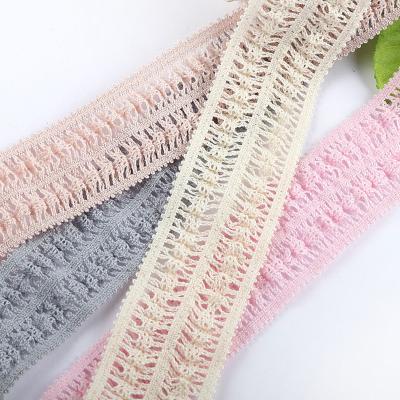 China Korean Elastic 4 Colors Style Trim Ribbon Crochet Elasticity Cotton Lace For Headband Handmade Material for sale