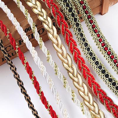 China Sustainable 5 Yards /Lot Style Ribbon National Weave Rope Beaded Ribbons Jacquard Braid Trim Ribbon P0114 for sale