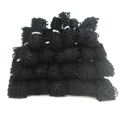 China Viable 2yards/lot Black Lace Fabric Trim Ribbon DIY Garment Hair Accessories Embroidered Lace Ribbon N0202 for sale