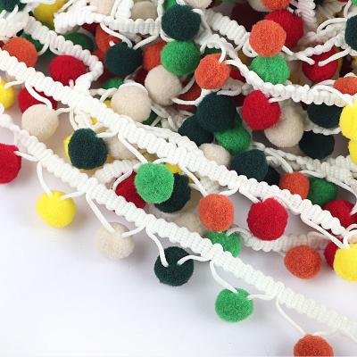 China Viable 3 Colors Stand Garment Fabric Accessories Tassel Ball Pom Pom Trim Ribbon Sewing Fringe for sale