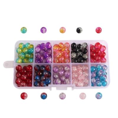 China Colored Crystal Glass Beads E0725 8mm Crystal Cracked Beads With Hole for sale