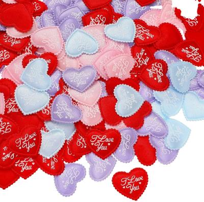 China 100 Pcs Heart Shape Petals Waterproof Silk Confetti With Letters Artificial Heart Confetti Decoration Love Sponge Petal Scatter for sale