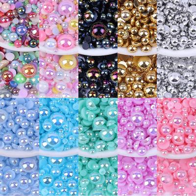 China Wholesale Flatback Volume Beads AB Color Rhinestone Flatback Half Album Round Imitation Pearl Beads for sale