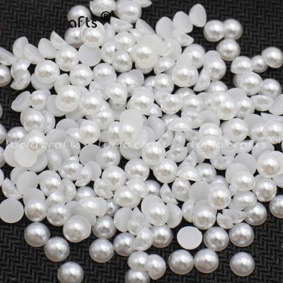 China Flatback DIY Jewelry Making Nail Art 2-14mm White Flatback Half Round Imitation Pearl Bead F0806 for sale