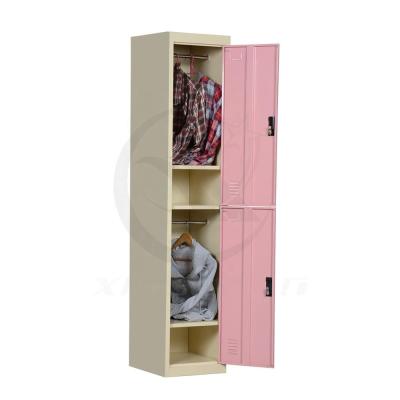 China Commercial Furniture 2 Door Fancy Steel Wardrobe Cabinet For Personal Storage With Name Card for sale