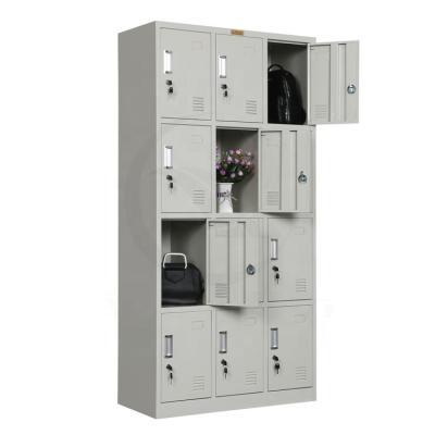 China 3 Tier 12 Metal Office Furniture Public Storage Rack Employee Clothes Steel Locker for sale