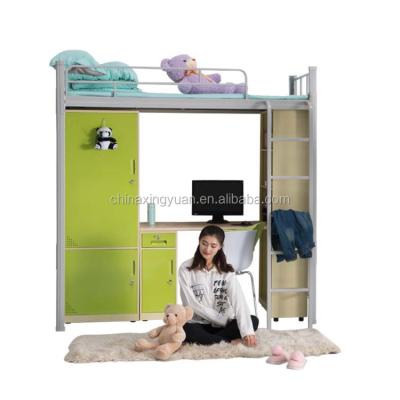 China Dormitory bed Xingyuan factory direct school furniture metal bunk bed with locker/desk for sale