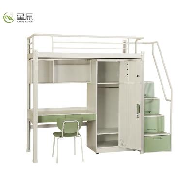 China Modern Dorm Metal College Student Steel Bunk Bed With Desk Drawers Study Table for sale