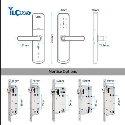 China Illockey Outdoor Waterproof Car Password Card Key Wifi Smart Door Lock With Dual Mode Fingerprint Tuya Wi-Fi/5G BLE APP for sale