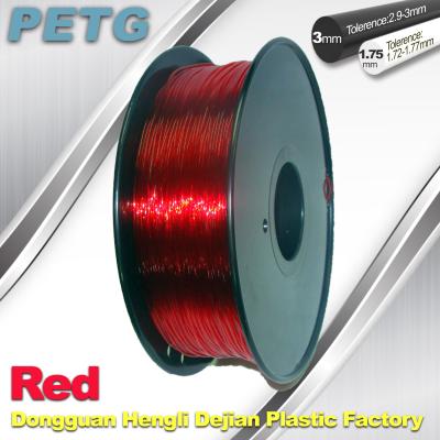 China Rot 1.75mm/3.0mm PETG Fliament 3D Druckfaden-Materialien zu verkaufen