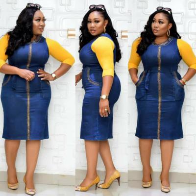 China Breathable In Stock 2021 New African Dresses For Women Sleeveless Vest Dress Ladie Plus Size Denim Skirt Women for sale