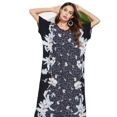 China Long Breathable Loose Casual Rayon Printed Evening Dresses 2021 Formal Gowns Turkey Abayas Dubai for sale