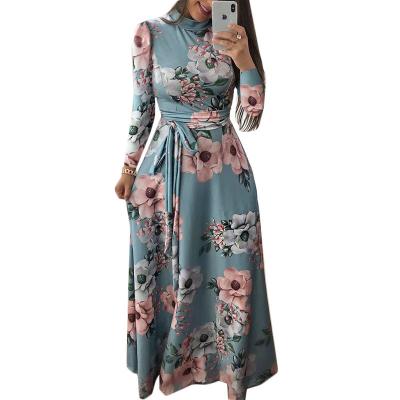 China Anti-Wrinkle Floral Casual Dresses Long Sheath Floral Chiffon Plus Size Maxi Women Casual Bohemian Ladies Dresses for sale