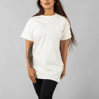 China Women Fashion Breathable Custom Made T Shirt Round Neckline Aplet Women Oversized T Shirt for sale