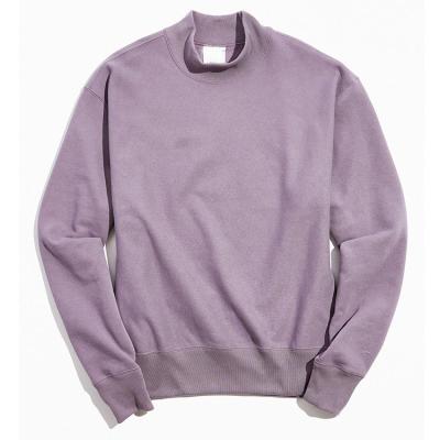 China Custom Anti-Wrinkle Logo Men's Oversized Cotton Ribbed Mock Neck Cuffs and Edge Crewneck Sweatshirts for sale