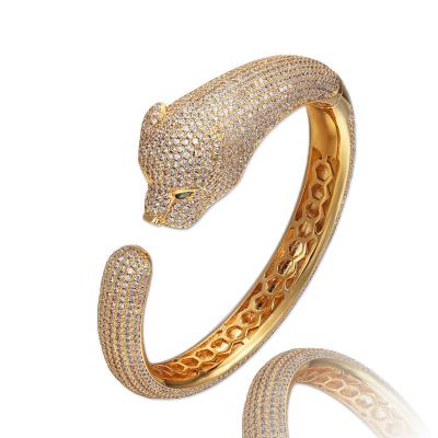 China CLASSIC Bracelets 18k Gold Plated High Quality Leopard Head Artificial Diamond Bracelets & Bangles Jewelry For Women for sale