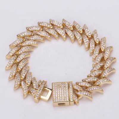 China Hip Hop Hip Pop High Quality 18K Gold Plated Cuban Jewelry Men's Miami Button Thorns Link Bracelets Bangles Latest Designs for sale