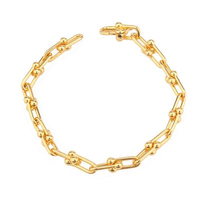 China CLASSIC Custom Made Men's Cuban Link Bracelet Simple Logo Design Pin Bracelets Engraved Silver Gold Plated Jewelry Women Smooth Bangles for sale