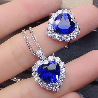 China TREND Jewelry Crystal Rhinestone Christmas Heart Necklace Luxury Moissanite Ring Heart Earrings Jewelry Sets Fashion for Wedding Women for sale