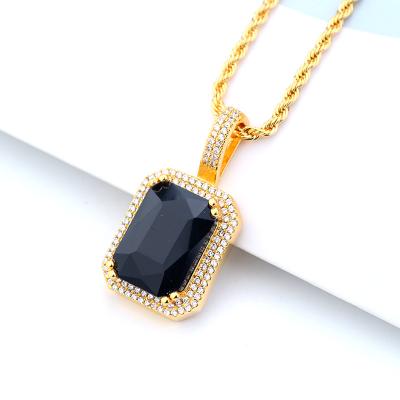 China Factory Wholesale CLASSIC Engraved Logo Square Crystal Pendant Necklaces Mens Womens Pendants Jewelry For Necklaces for sale