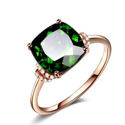 China Women Rings CLASSIC Luxury Gold Plated Gemstone 18k Infinity Green Wedding Square Ring Jewelry for sale