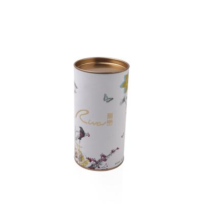 China Factory Logo Recyclable Tinplate Cylinder Custom Paper Packaging Paper Cans Tube Gift Box Tea Paper Tube Box Packaging for sale