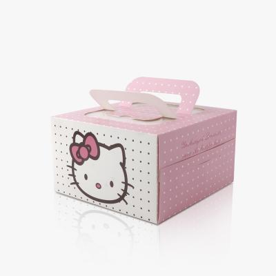 China Handmade Cake Boxes For Health And Safety Paper Packaging Cake Box With Handle Cute Pink With Pattern Disposable Cake Paper Boxes for sale