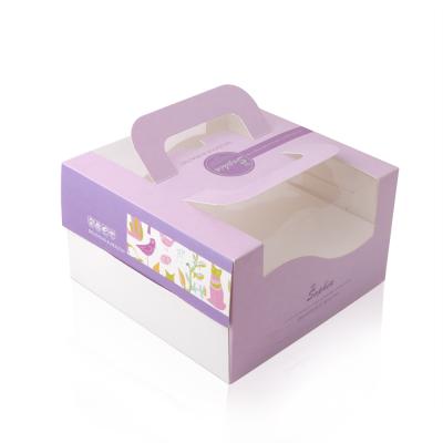 China Handmade hotsale paper cake box with handle window boxes disposable cake paper boxes for sale