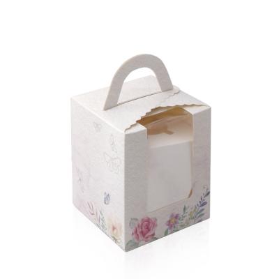 China Hotsale handmade cupcake paper box with handle window boxes food paper box packaging for sale