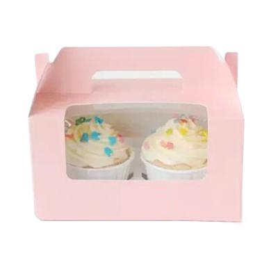 China Carry Cute Paper Cake Box Easy Wholesale Biodegradable Recycled Take Away Box With Handle Window Box for sale