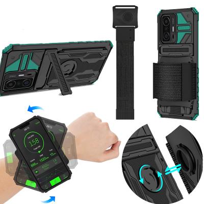 China Shockproof Military Grade Armor Adjustable Running Sports Wristband Wristband Bracket Kickstand Case For Xiaomi 11T POCO X3 M3 pro 5G for sale