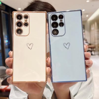 China Shockproof Electroplate Lovely Heart Shockproof Soft Cases For Samsung Galaxy S22 Plus S21 Ultra S21FE Airbag Shockproof Cover for sale