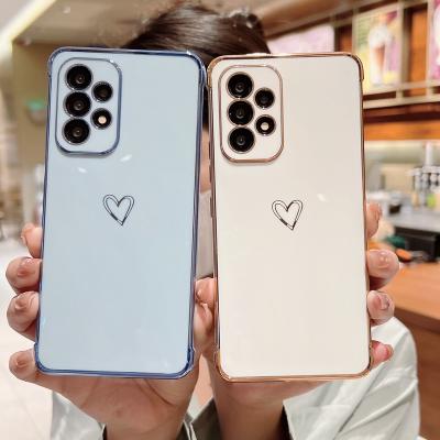 China Cute Love Heart Shockproof Plating Phone Case For Samsung Galaxy A12 A13 A52 A53 5G M12 F12 Shockproof Airbag Cover for sale