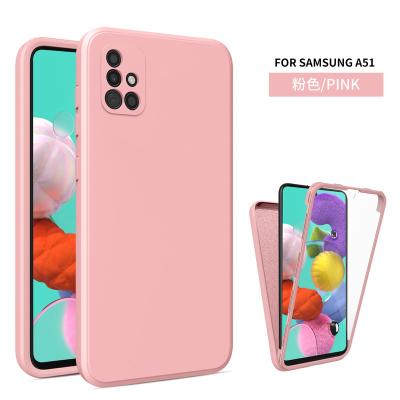 China Shockproof For A51 4G Full Cover Screen Protector Film Shockproof Slim Case Armor Skin Feel Liquid Silicone 360 ​​For Samsung Galaxy A71 4G for sale