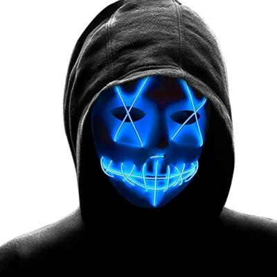 China Eco-Friendly Halloween Mask Light Up Hacker Purge Mask LED Mask Role Play Costume Holiday Carnival Scary Party Gift for sale