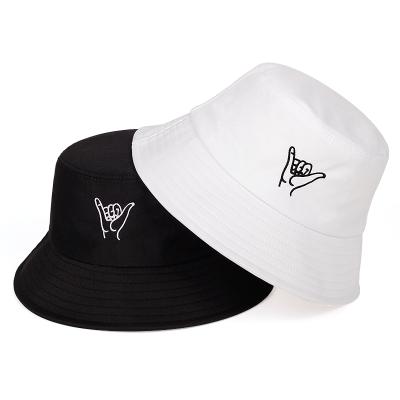 China Character Fashion Summer Fisherman Hat Shade Bucket Hat Outdoor Finger 666 Embroidery for sale